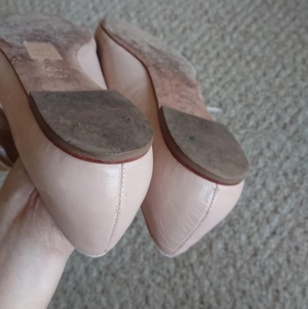 Tory Burch Clara Mules Bow Heel in nude/blush size 7